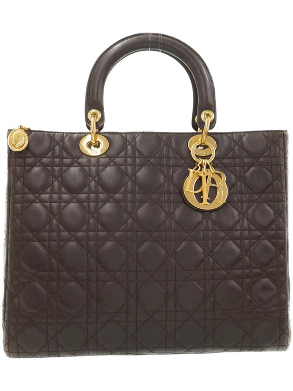 Christian Dior Lady Dior Bag quilted cannage lambskin leather Brown